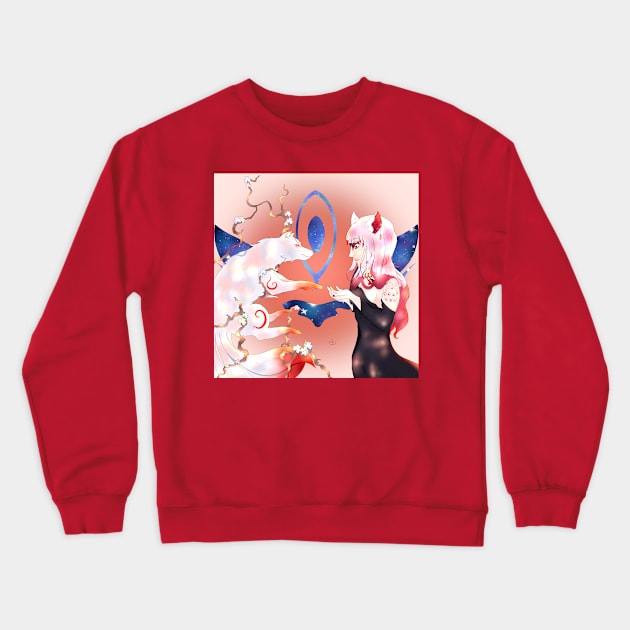 Kitsune and fox girl Crewneck Sweatshirt by XoXy24